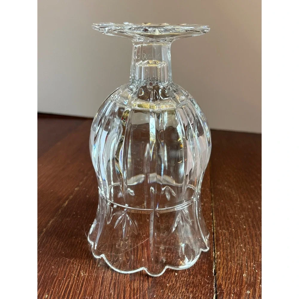 Block Hand Crafted 24% Full Lead Crystal Footed Vase Scalloped Rim 7 Inch